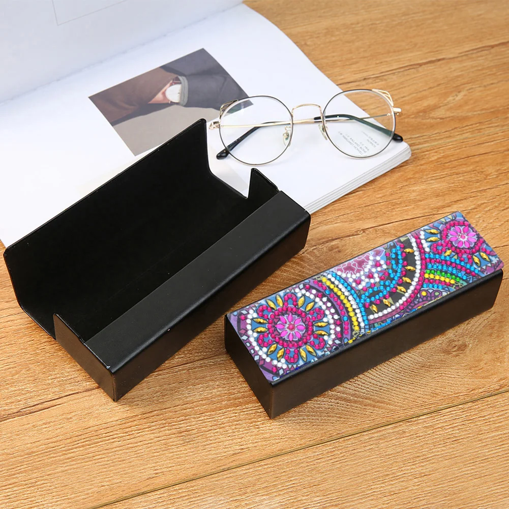 DIY Diamond Pinting Leather Eye Glasses Storage Box Sunglasses Organizer