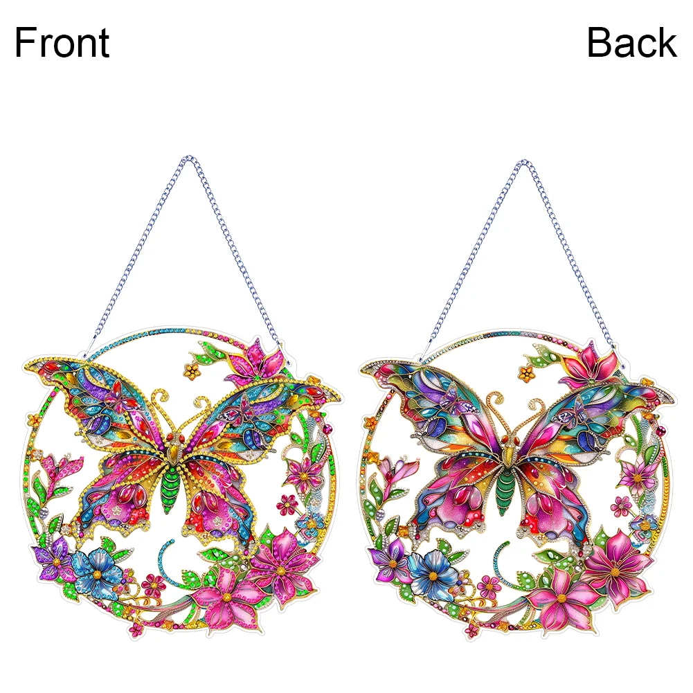 DIY Butterfly Acrylic Diamond Painting Hanging Pendant for Home Wall Decor