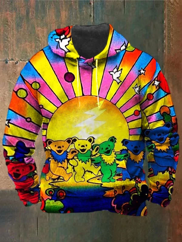 Unisex Bear Print Heavyweight Hoodies