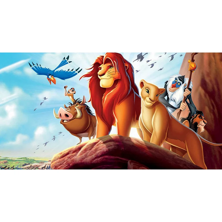 Cartoon Lion King Round Full Drill Diamond Painting 100X50CM(Canvas) gbfke