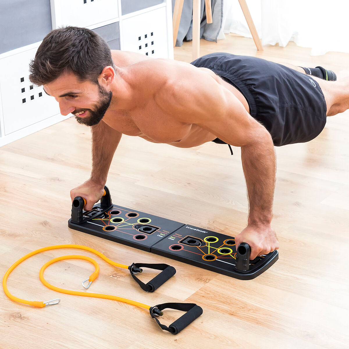 Push-Up Board with Resistance Bands and Exercise Guide Pulsher InnovaGoods Rubber (Refurbished A)