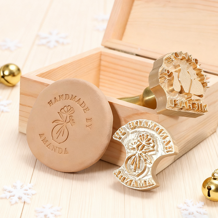 Custom Pottery Stamp for Clay Christmas Gift Personalized Logo Clay Stamp with Your Design, Letter Ceramic Stamps for Pottery Clay to Create Unique Imprints, Clay Potters Lovers Gifts, Polymer Clay Tools 