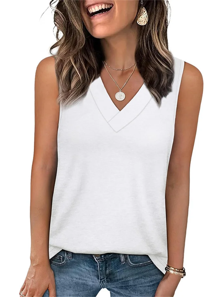 Women's Summer Ladies Tops V-neck Loose Sleeveless Casual Undershirts
