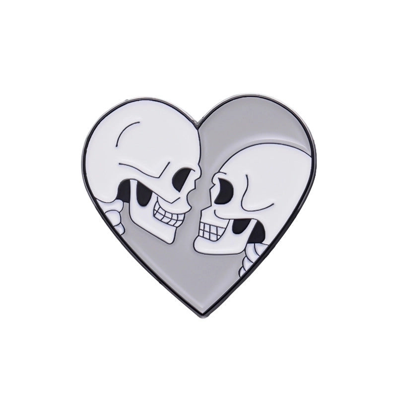 Cartoon Style Cute Sea Wave Heart Shape Skull Alloy Stoving Varnish Unisex Brooches
