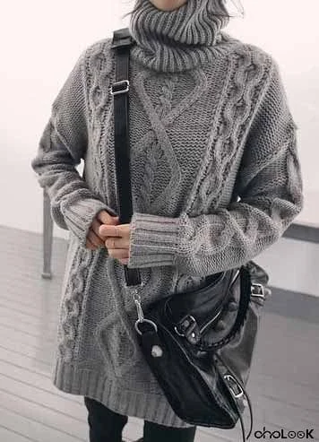 Warm My Soul Turtleneck Sweater in Grey