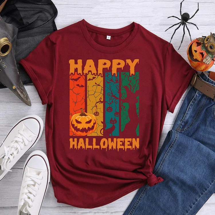 Happy Halloween Round Neck T-shirt-0018709