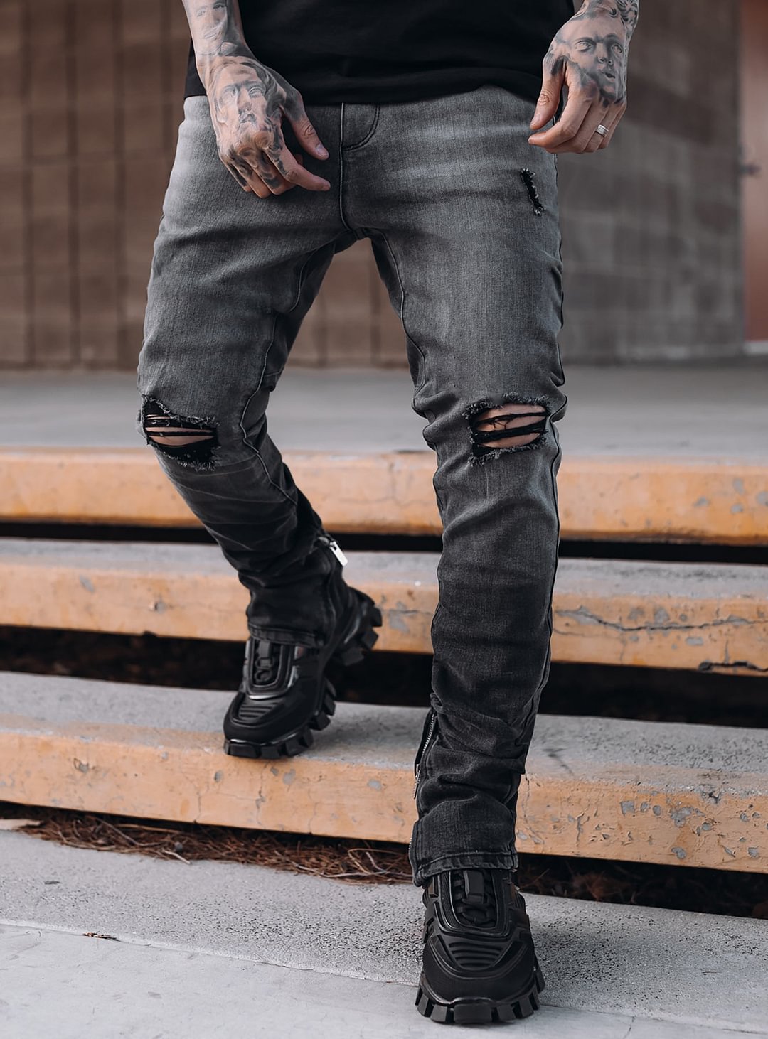 Smoke Stacked Jeans V1