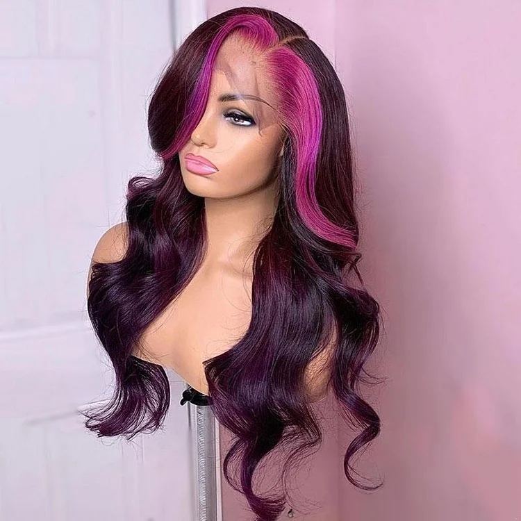 Side Part Loose Wave Violet Lace Front Wigs - tracy008