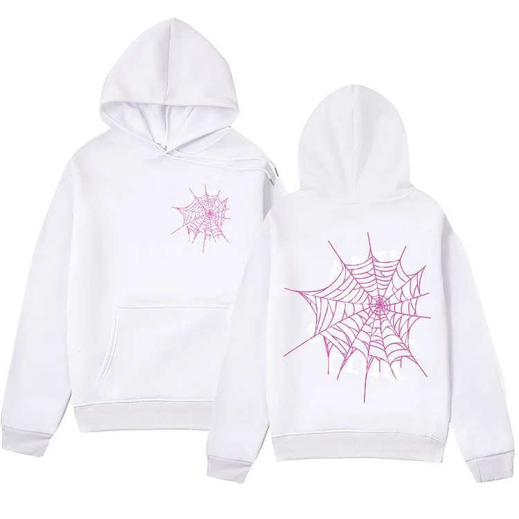 Gothic Style Spider Web Letter Printed Sweatshirt Casual Y2k Retro Sweatshirt at Hiphopee