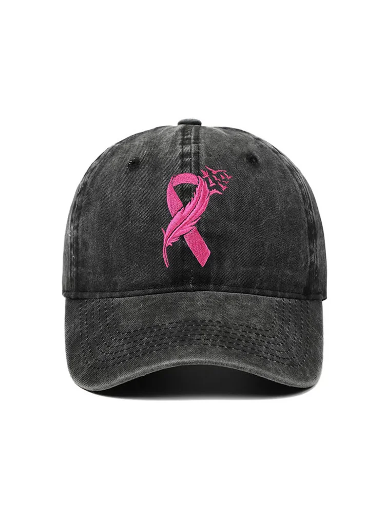 Breast Cancer Pink Ribbon Embroidered Hat