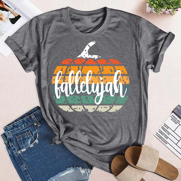 Fallelujah Retro Distressed Pumpkin T-Shirt-05526-Annaletters