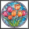 Flower Glass Painting - 11CT Stamped Cross Stitch 40*40cm/15.75*15.75in(glass painting cross stitch) tapestrymarket