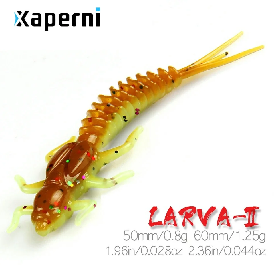 Xaperni new Larva Soft Lures 50mm 60mm Fishing Artificial Lures Silicone Bass Pike Minnow Swimbait Jigging Plastic Baits Worm