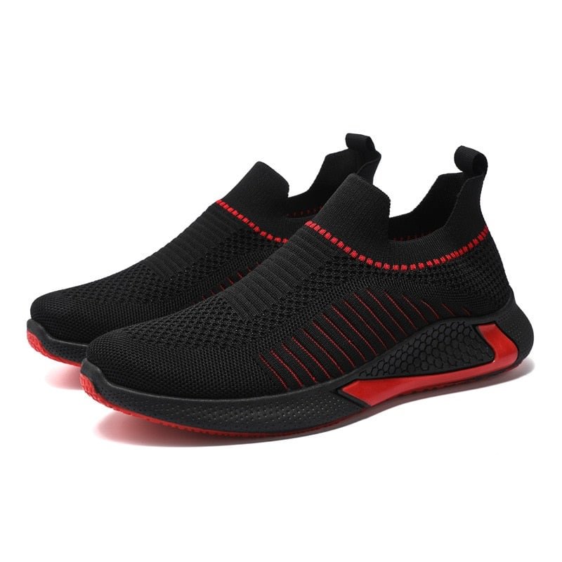 Four seasons new men's shoes: breathable flying woven running shoes socks casual fashion trend sports shoes large size sports