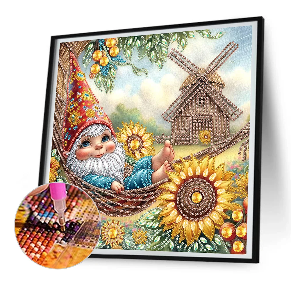 Diamond Painting - Partial Special Shaped Drill - Sunflower Gnome(Canvas|30*30cm)