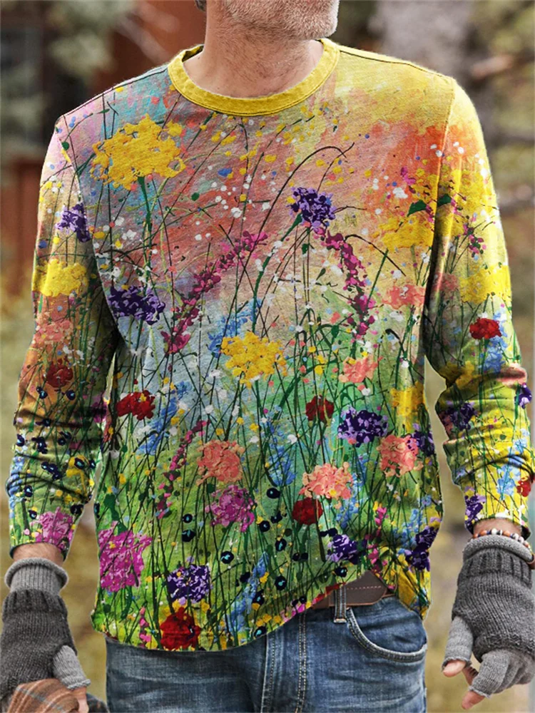 Men's Flowers Oil Painting Comfy T Shirts