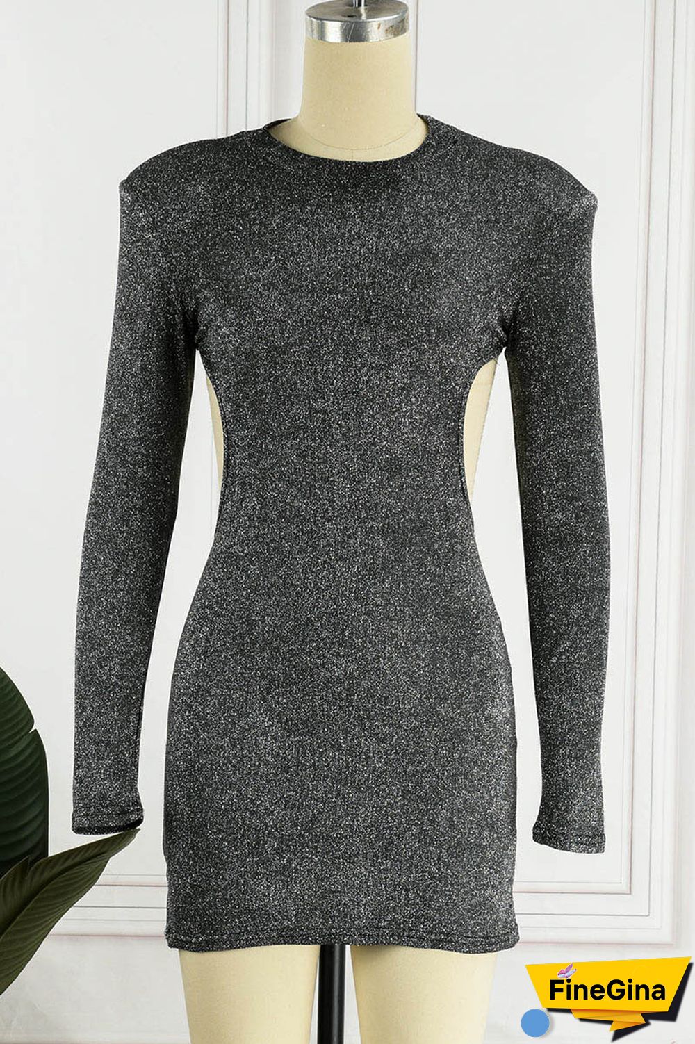 Black Sexy Solid Patchwork Chains Backless O Neck Pencil Skirt Dresses