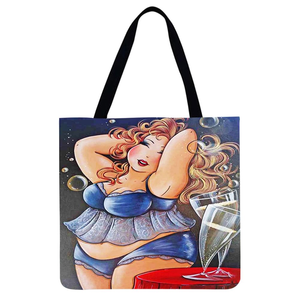 Linen Tote Bag -Fat Girl