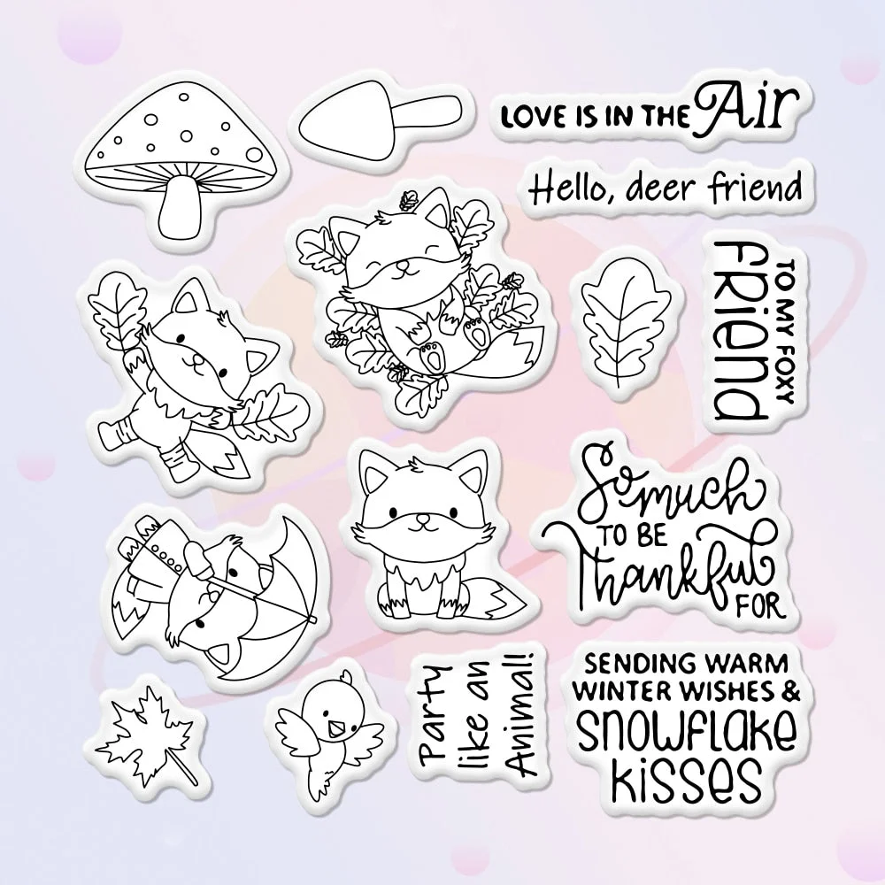 Cartoon Forest Fox Life Cutting Dies Clear Stamp Nature DIY Scrapbooking Cut Dies Stamp For Paper Cards Making Stecil Decor