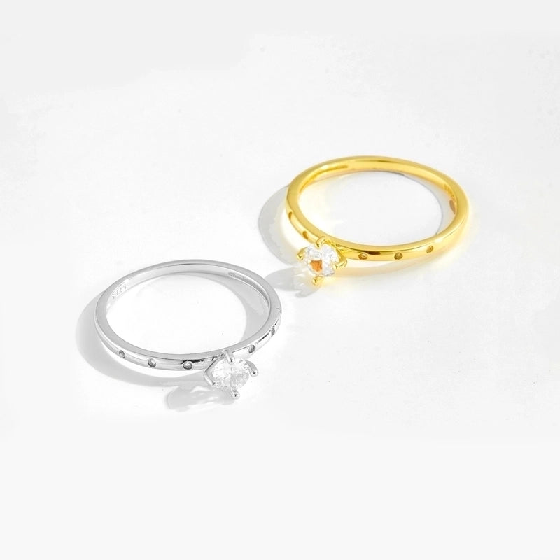 18K Gold Plated White Gold Plated 925 Sterling Silver Zircon Solid Color Rings