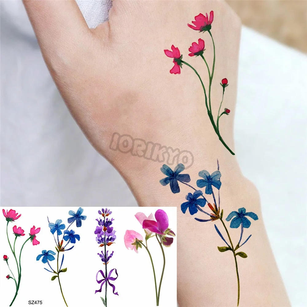 Hummingbird Small Temporary Tattoos For Women Girls Realistic Dandelion Butterfly Fake Tattoo Sticker Minimalist Forearm Tatoos