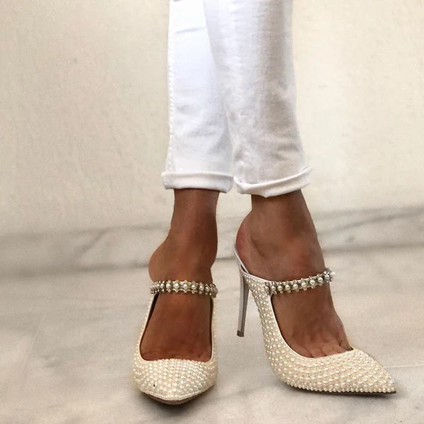 Chic Women Pearl Detailed High Heels