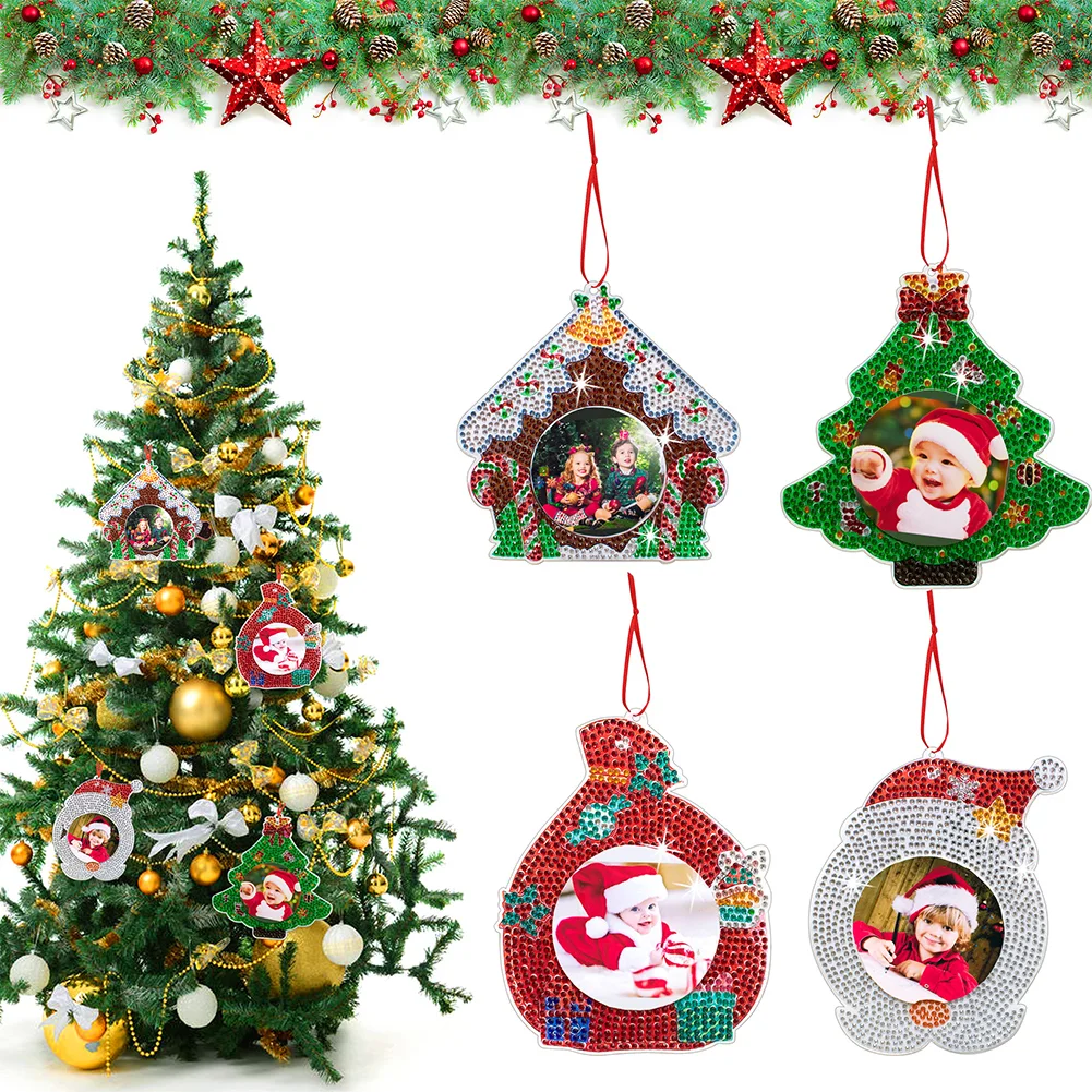 4pcs Photo Frame Christmas Photo Frame Hanging Diamond Painting