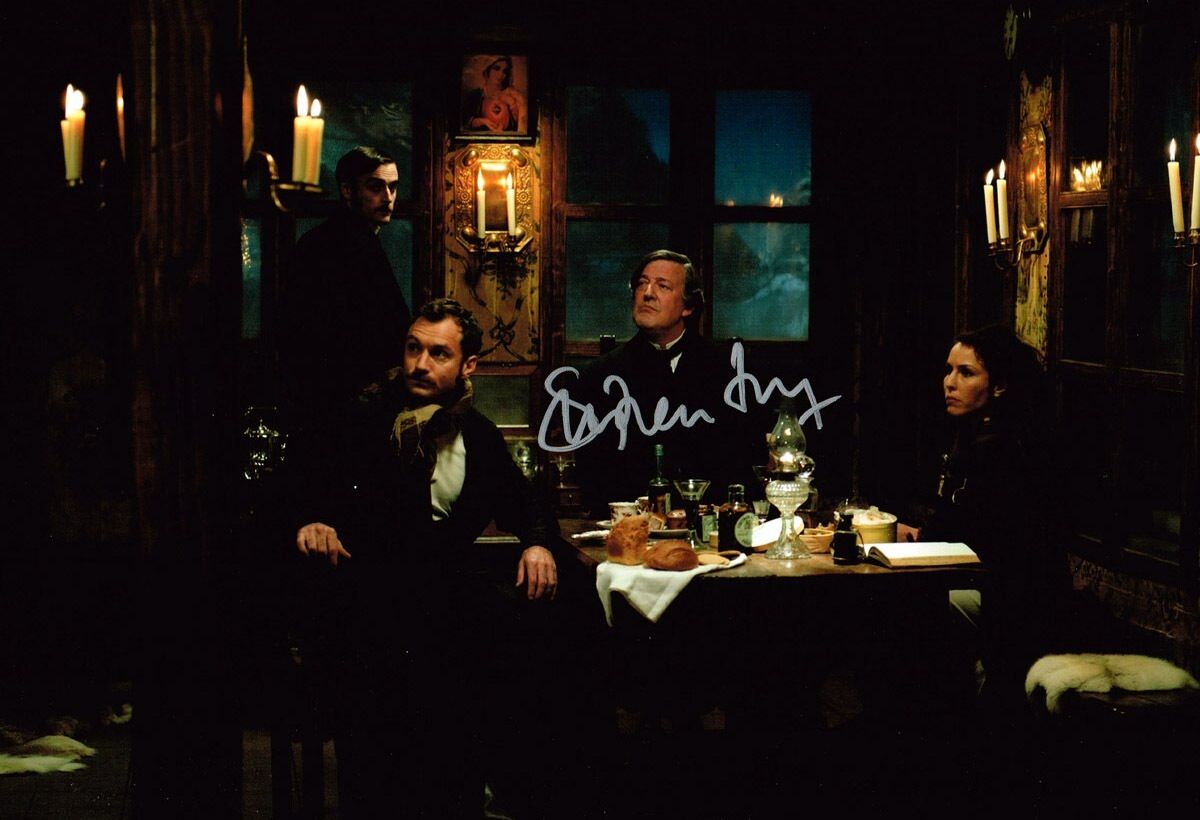 Stephen Fry HAND SIGNED Autograph 12x8 Photo Poster painting in Sherlock Holmes Movie AFTAL COA