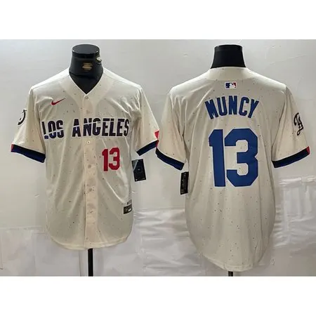 Men's Los Angeles Dodgers #13 Max Muncy Cream Stitched Baseball Jersey QL7V