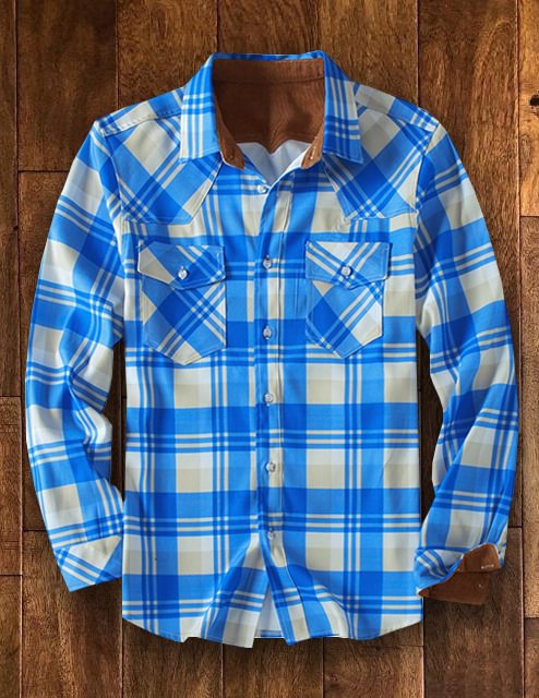 Men's High Quality Plaid Shirt Cardigan Lapel Long Sleeve Plaid Shirt Jacket