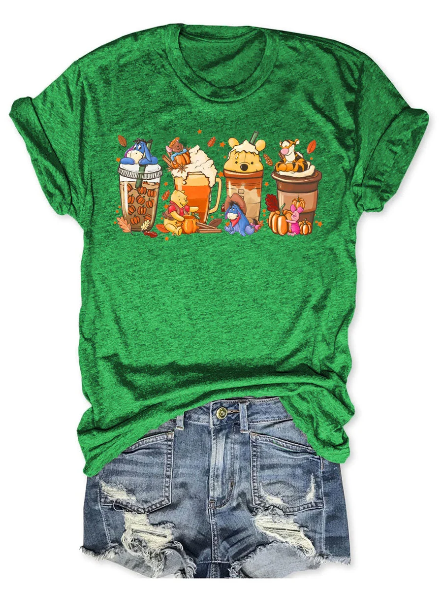 Pooh Fall Coffee T-shirt