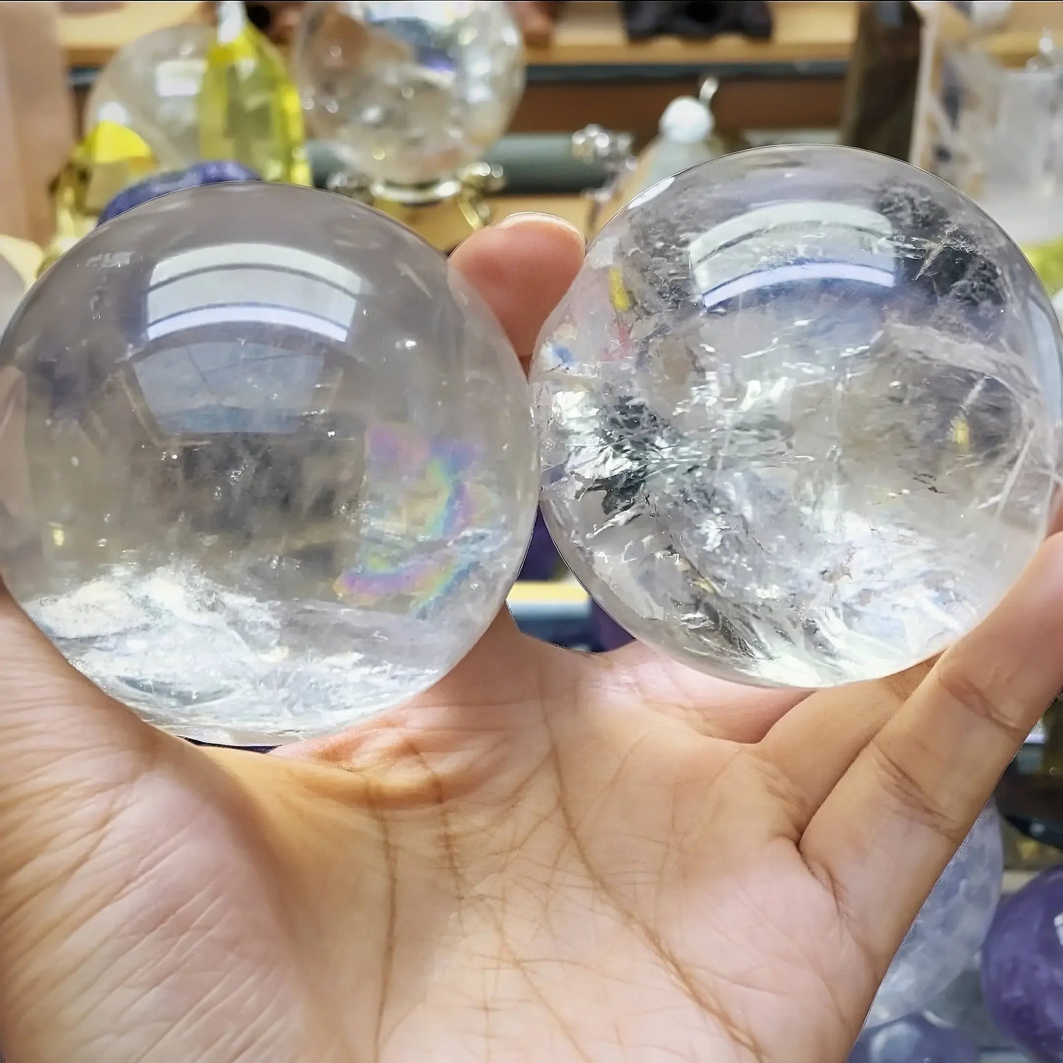 Natural Rainbow Clear Quartz Crystal Sphere/Chakra Healing/AAA Becky's Charms