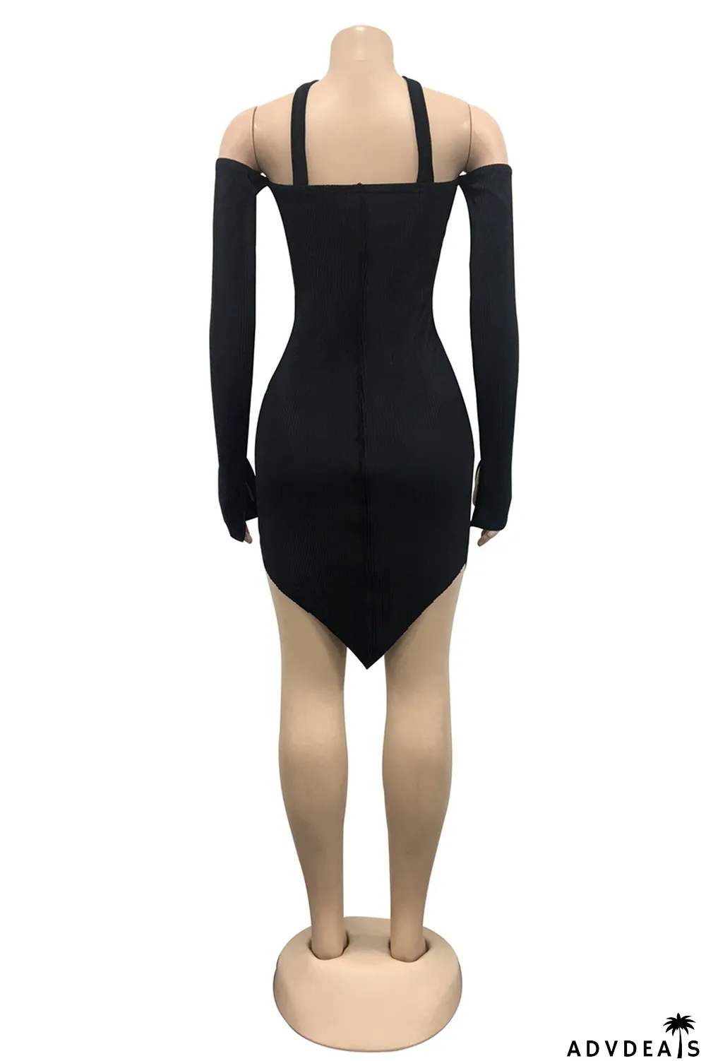 Green Fashion Sexy Solid Patchwork Backless Off the Shoulder Long Sleeve Dresses