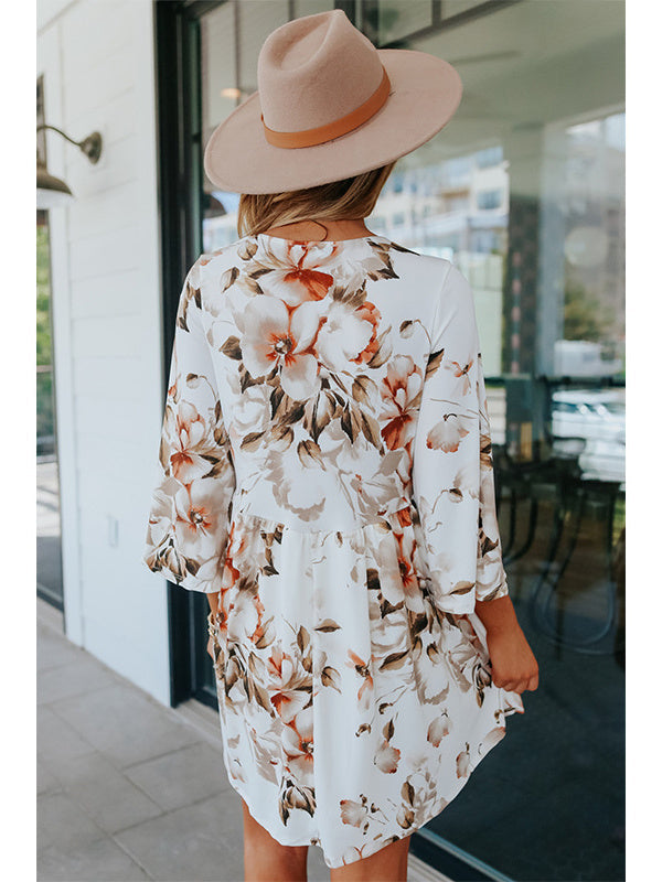 V-neck Floral Dress