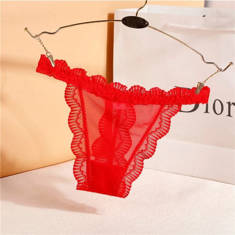 Women's Thong  Sexy Lace Panties Women Solid Briefs Seamless Transparent G-String Low Waist Sexy Mesh Underpants Female Lingerie