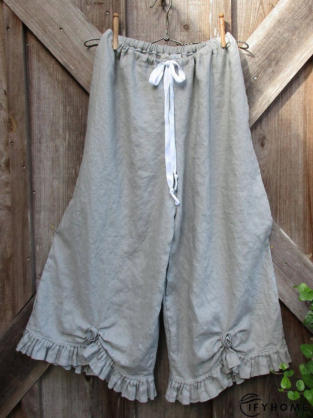 Gray Vintage Cotton Shift Pants | IFYHOME