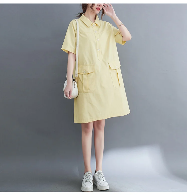 Literary Fresh Yellow Short Sleeve Mini Dress