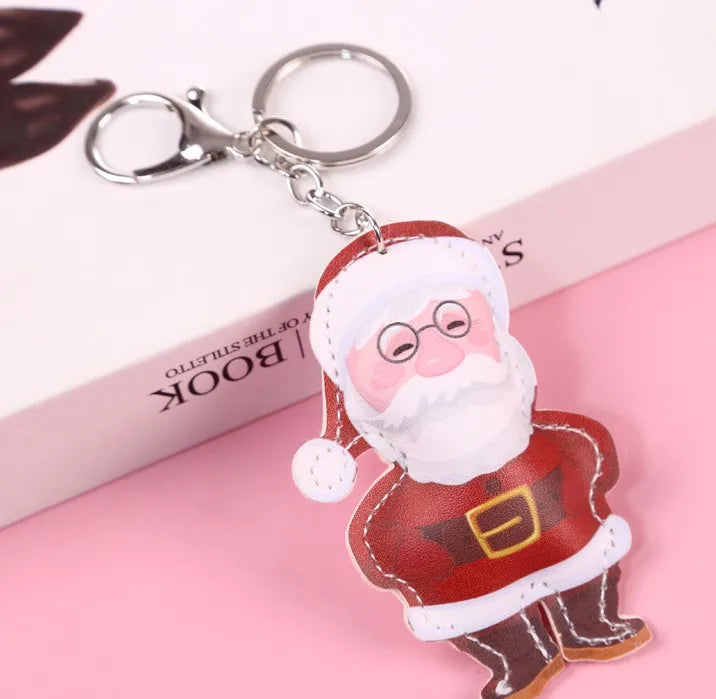 Cute Santa Claus Alloy Plush Plating Bag Pendant Keychain