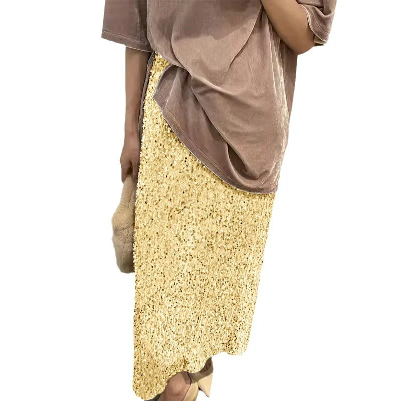 Brownm Brownm New Fashion High-Rise Thin-Skinny Dress Women Tight Waist After Open Elastic Straight Skirt