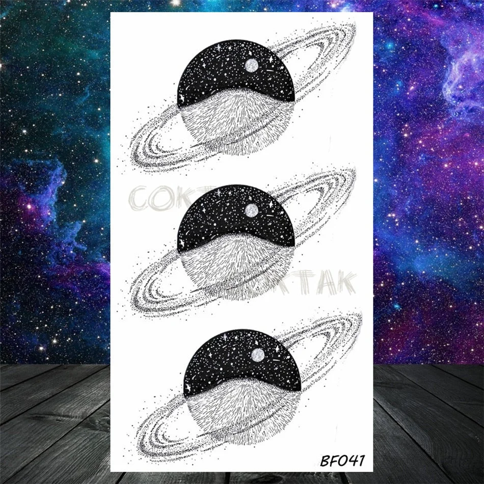 Lovely Small Planets Temporary Tattoos Realistic Sheets Body Art Arm Tattoos Paper For Adult Kids Fake Waterpoof Tattoo Sticker