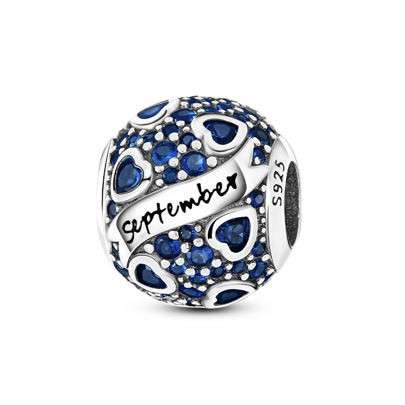 925 Silver September Birthday stone Cubic Zircon Charms fit Bracelets Bangles Jewelry Making KTC108
