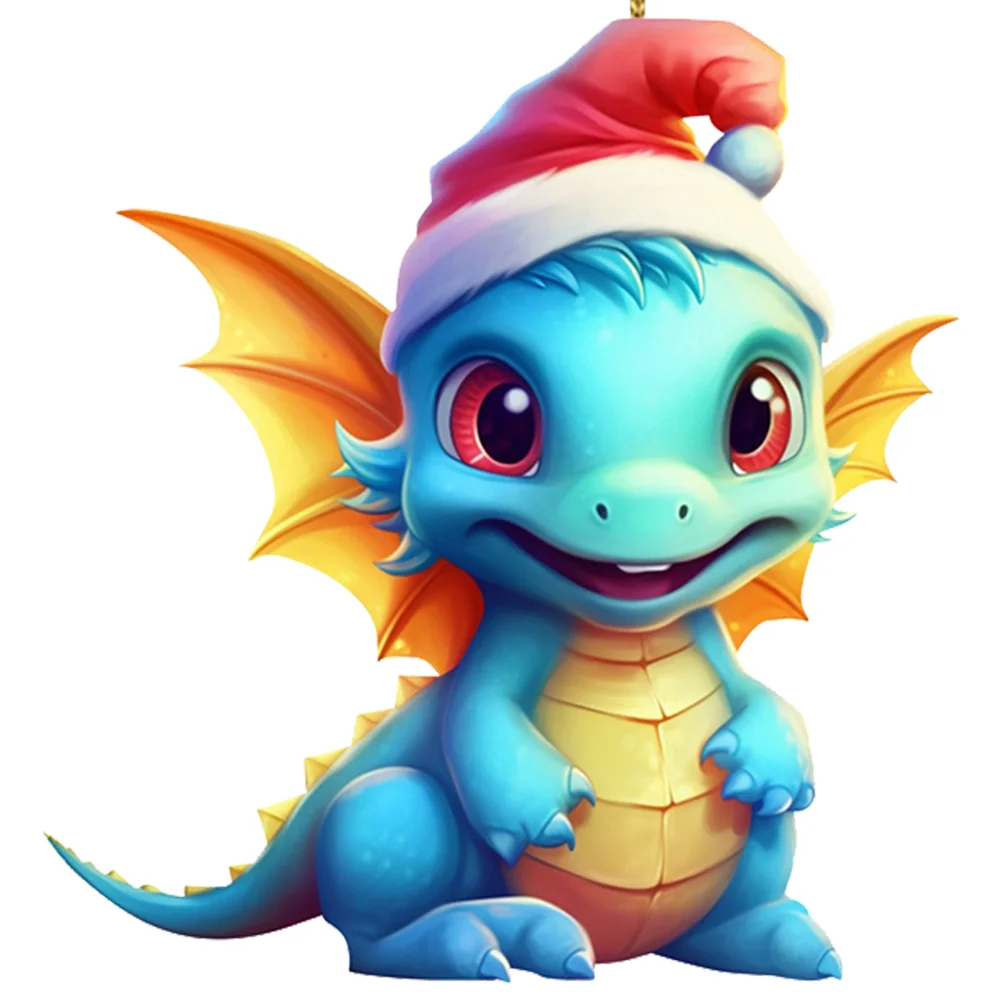 Statue Of Baby Dragon Acrylic Handmake Dinosaur Figurines Cartoon (Blue)