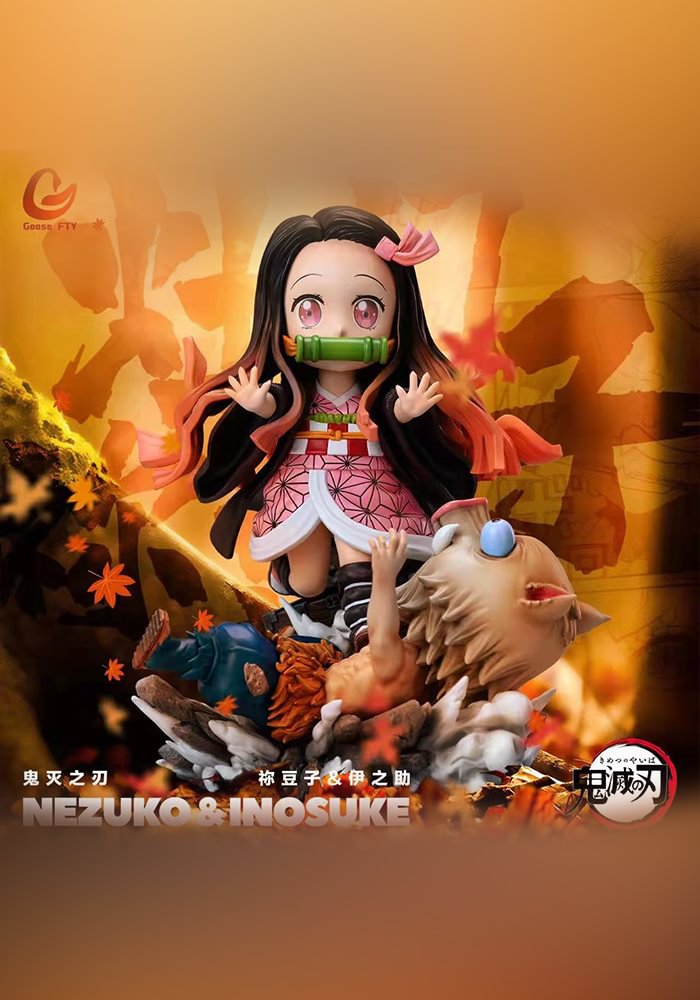 Chibi Version Kamado Nezuko & Hashibira Inosuke - Demon Slayer : Kimetsu No Yaiba Resin Statue - Goose FTY [Pre-Order]-shopify
