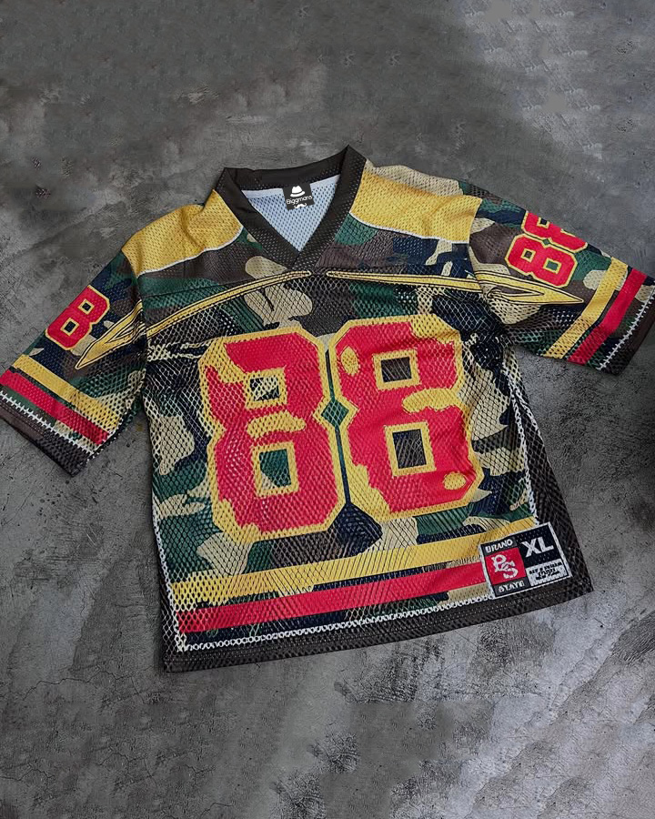 Plus Size Men's Essential Daily Casual Digital 88 Camouflage Trendy Mesh Jersey T-Shirt