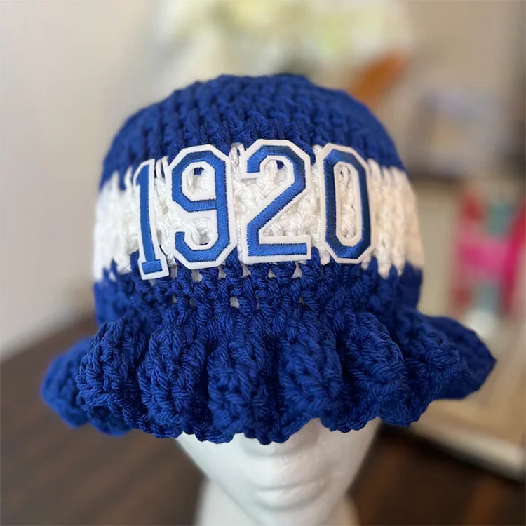 Hand-woven ruffled fashionable bucket hat