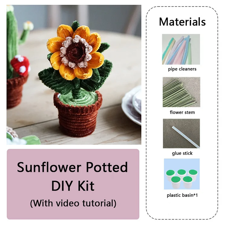 DIY Pipe Cleaners Kit - Sunflower Potted 