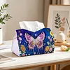 Purple Butterfly DIY PULeather Diamond Painting Tissue Box for Adults Beginners Gem Art Painting Napkin Holder for Living Room Bedroom Bathroom Table Decor