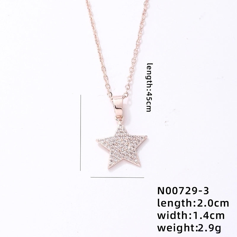 304 Stainless Steel Copper K Gold Plated Rhodium Plated Hip-Hop Minimalist Plating Inlay Pentagram Zircon Jewelry Set