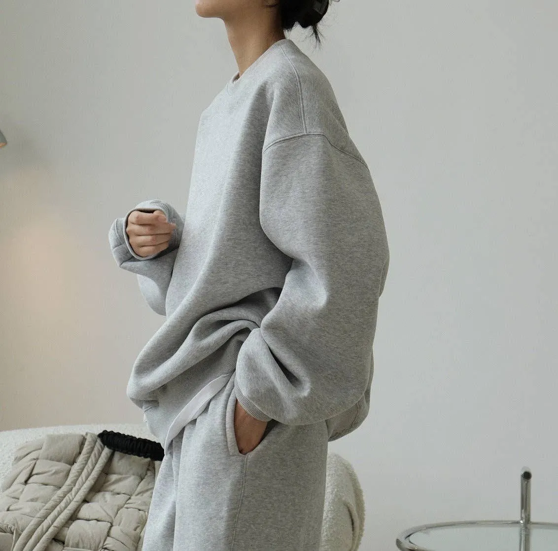 Simple Velvety Loose Solid Colour Hoodie