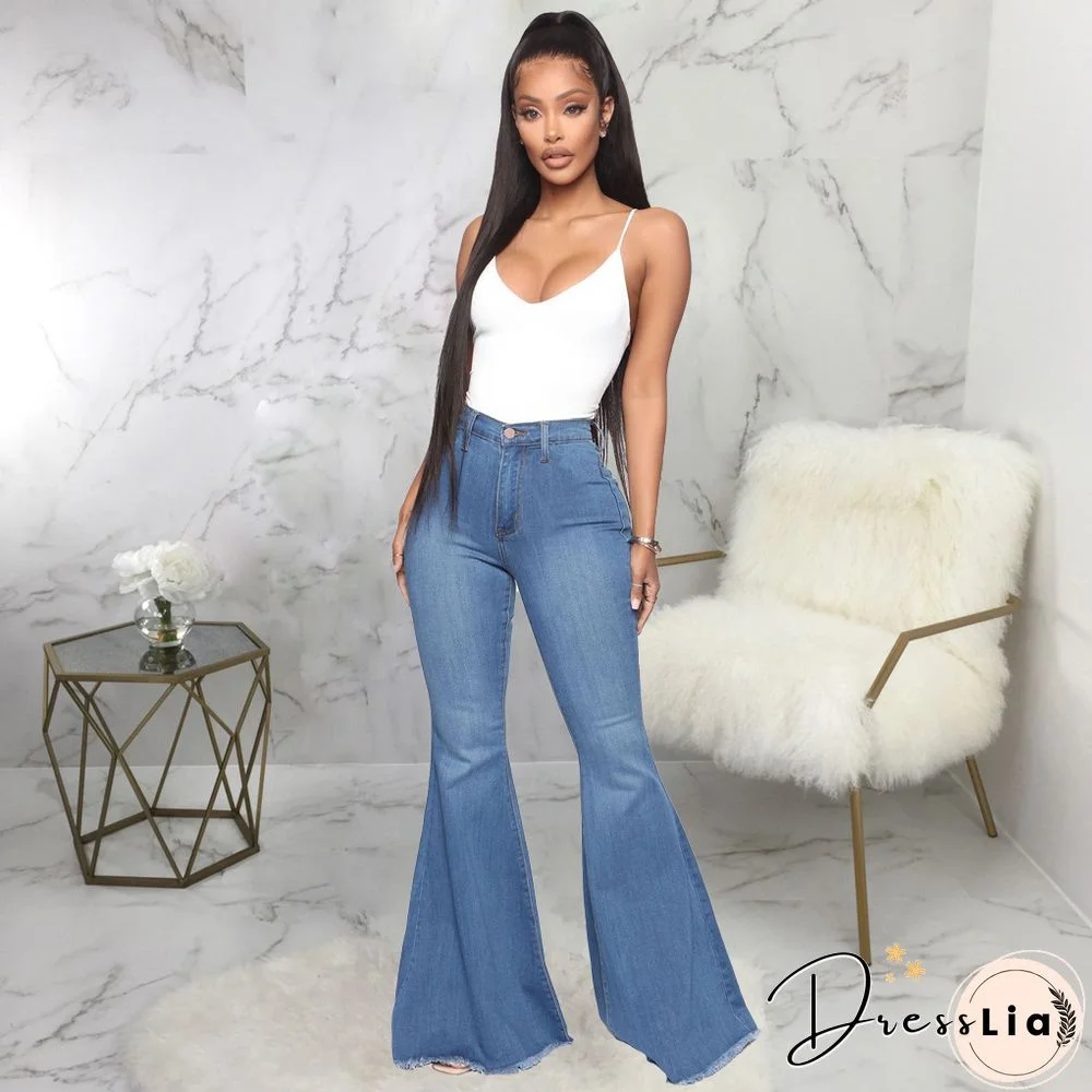 High Waist Stretch Plus Size Flare Jeans Pants